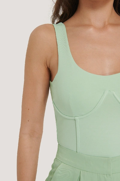 Shop Hoss X Na-kd Detailed Cup Singlet - Green In Pastel Green