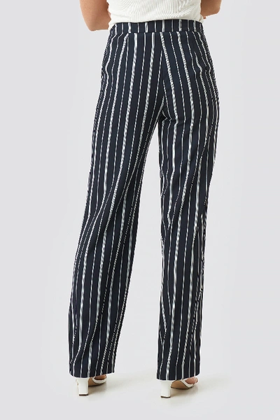 Shop Na-kd Classic Wide Striped Suit Pants - Navy In Dark Blue/white Stripe