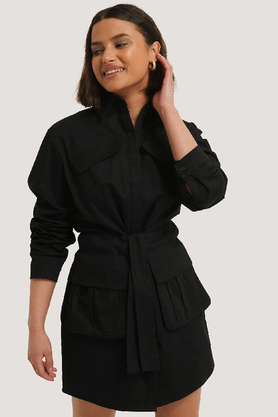 Shop Chloé Tie Front Pocket Dress - Black