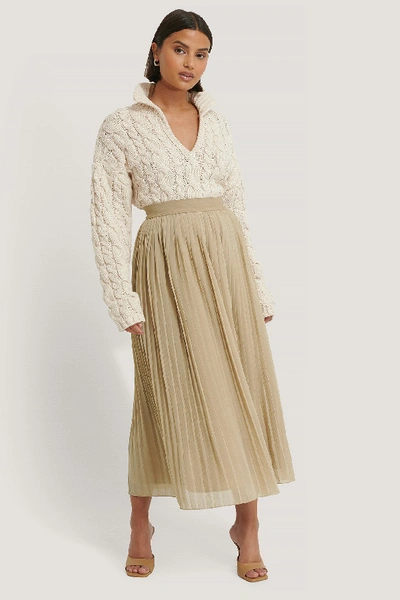 Shop Na-kd Pleated Skirt - Beige