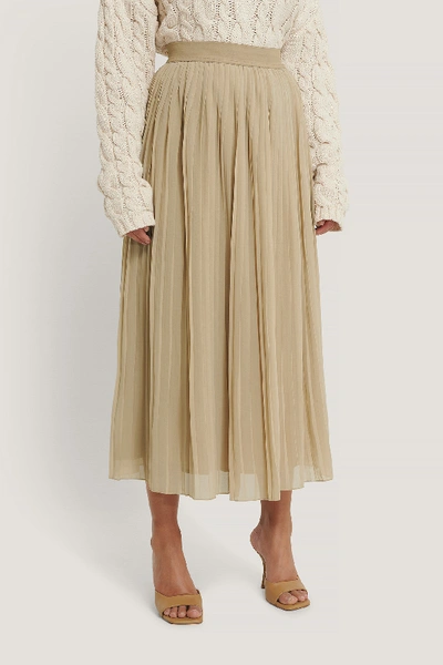 Shop Na-kd Pleated Skirt - Beige