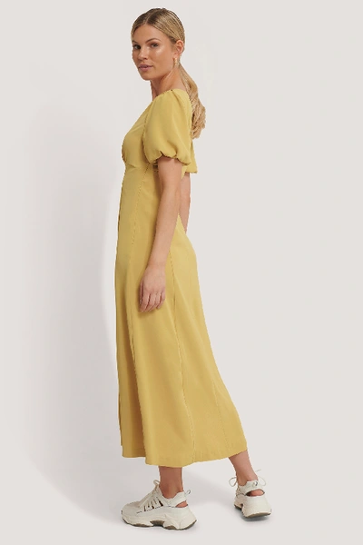 Shop Na-kd Puff Sleeve Midi Dress - Yellow