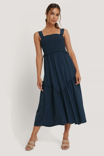 Shop Trendyol Gipe Detail Midi Dress - Navy