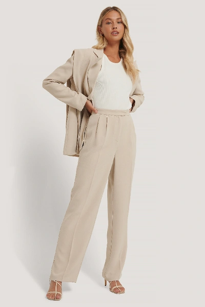 Na-kd Classic Tailored Wide Leg Trousers - Beige In Off White
