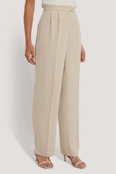 Na-kd Classic Tailored Wide Leg Trousers - Beige In Off White