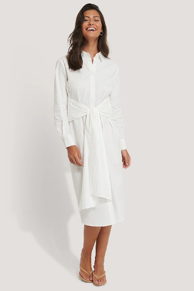 Shop Na-kd Classic Tie Front Shirt Dress White