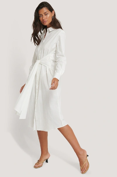 Shop Na-kd Classic Tie Front Shirt Dress White