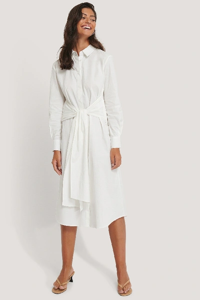 Shop Na-kd Classic Tie Front Shirt Dress White