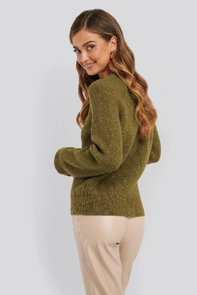 Shop Na-kd Zipper Front Knitted Sweater - Green