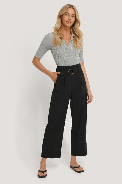 Shop Na-kd Classic Straight Fit Belted Pants - Black