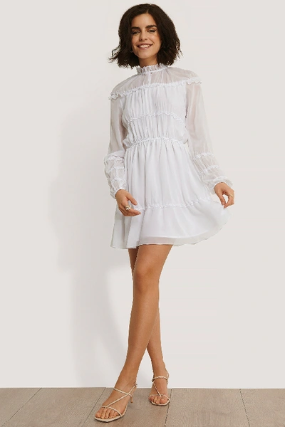 Shop Na-kd Frill Detail Ls Mini Dress - White