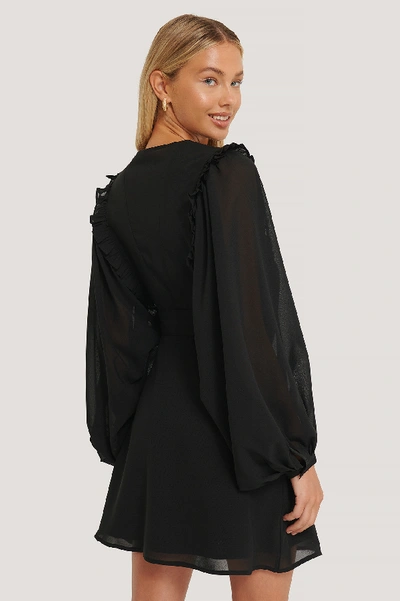 Shop Misslisibell X Na-kd Deep V-neck Wrap Around Mini Dress - Black