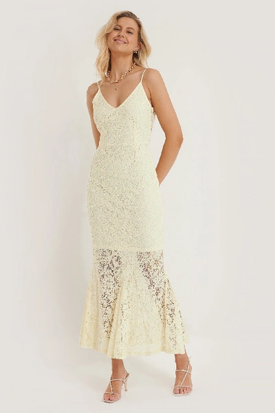 Shop Na-kd Long Lace Dress - White In Cream