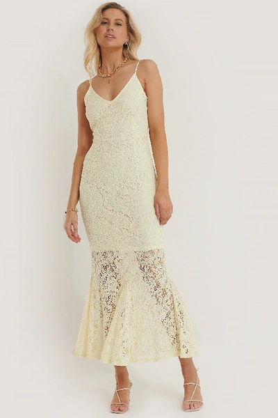 Shop Na-kd Long Lace Dress - White In Cream
