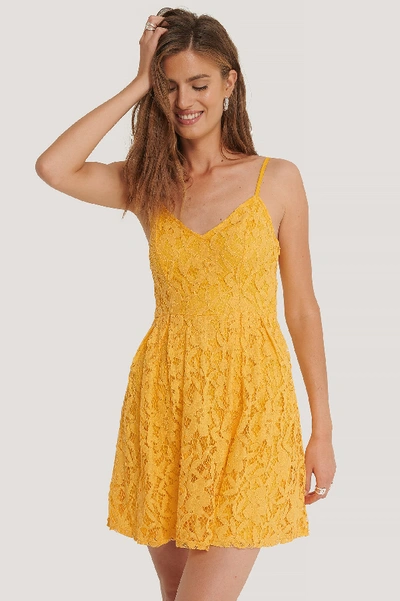Shop Na-kd Lace Strap Mini Dress Yellow In Citrus