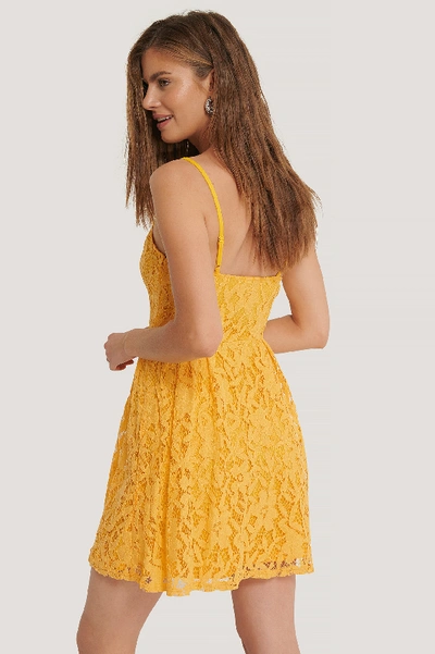 Shop Na-kd Lace Strap Mini Dress Yellow In Citrus