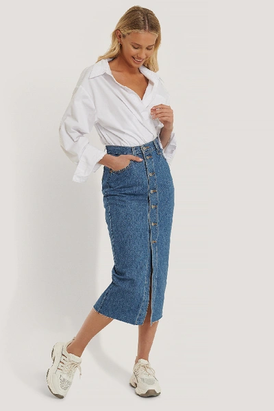 LEVI'S LEVI'S BUTTON FRONT MIDI SKIRT - BLUE 
