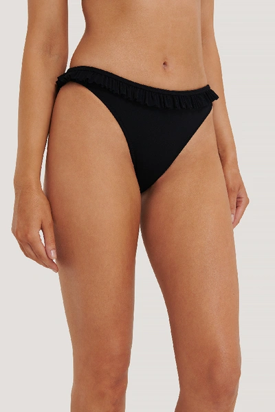 Shop Na-kd Frill Edge Bikini Bottom Black