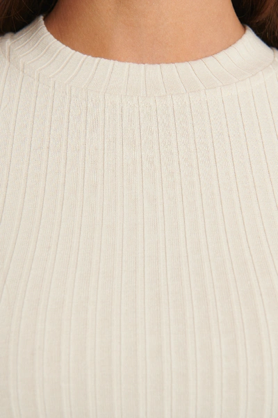 Shop Na-kd Basic Ribbed Tight Neck Top - Beige In Dusty Light Beige