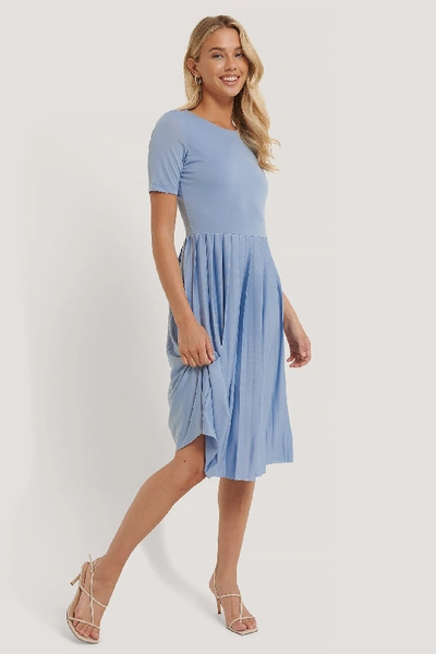 Shop Na-kd Pleated T Dress Blue In Light Blue