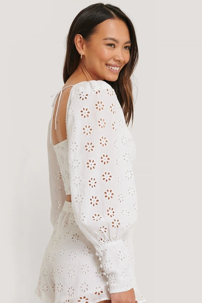 Shop The Fashion Fraction X Na-kd Balloon Sleeve Cropped Top White