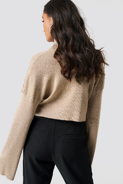 Shop Ivana Santacruz X Na-kd High Neck Cropped Sweater - Beige