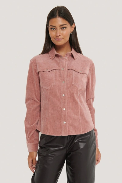 Shop Na-kd Corduroy Double Pocket Overshirt - Pink In Dusty Pink