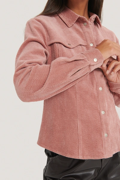 Shop Na-kd Corduroy Double Pocket Overshirt - Pink In Dusty Pink