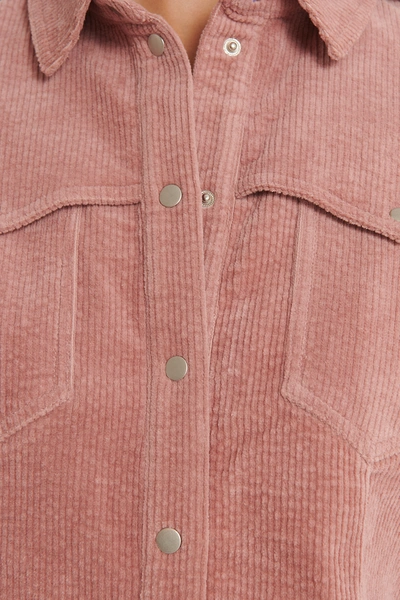 Shop Na-kd Corduroy Double Pocket Overshirt - Pink In Dusty Pink