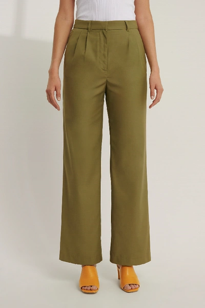 Mathilde Gøhler X Na-kd Pleat Detail Suit Pants - Green In Olive Green |  ModeSens