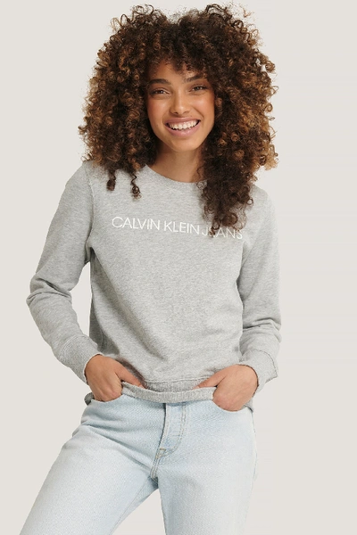 Shop Calvin Klein Institutional Core Logo Sweater Grey In Light Grey