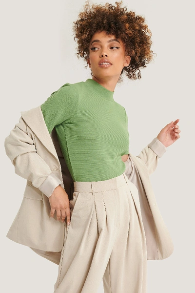 Shop Na-kd Reborn Short Sleeve Ribbed Top - Green