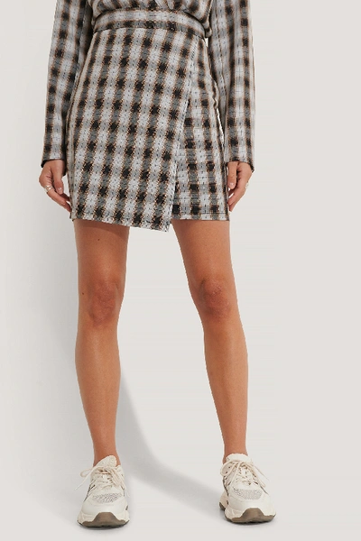 Shop Afj X Na-kd Asymmetrical Mini Skirt Checkered In Checked