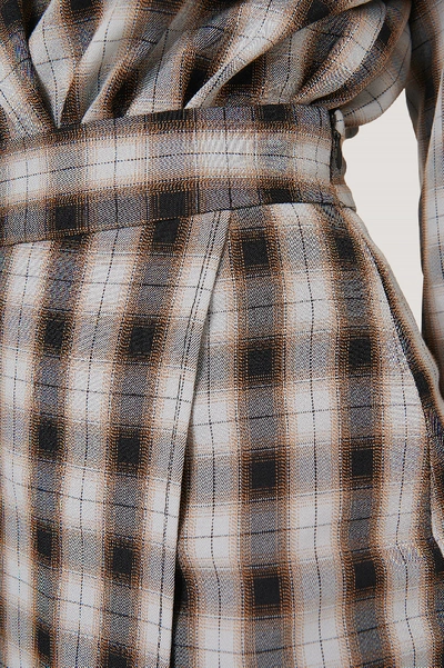 Shop Afj X Na-kd Asymmetrical Mini Skirt Checkered In Checked