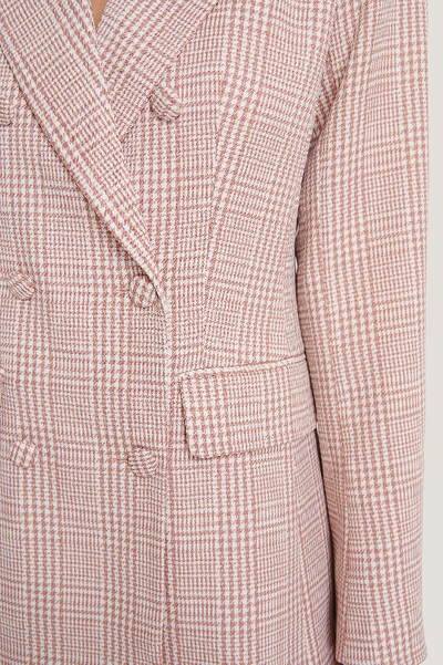 Shop Na-kd Classic Double Breasted Houndtooth Blazer - Pink In Pink/white
