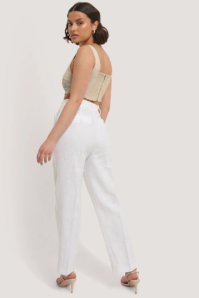 Shop Na-kd Classic Linen Cropped Pants - White