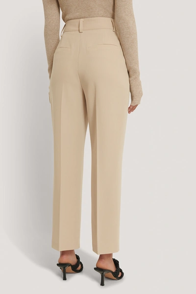 Shop Na-kd Reborn High Rise Cropped Suit Pants Beige