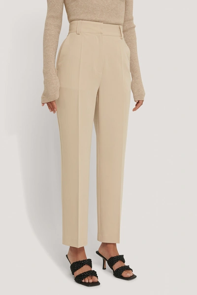 Shop Na-kd Reborn High Rise Cropped Suit Pants Beige