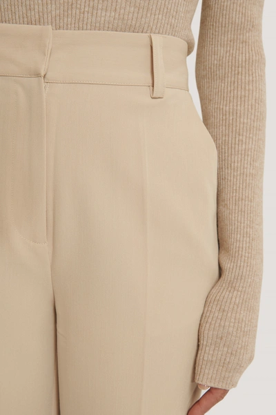 Shop Na-kd Reborn High Rise Cropped Suit Pants Beige