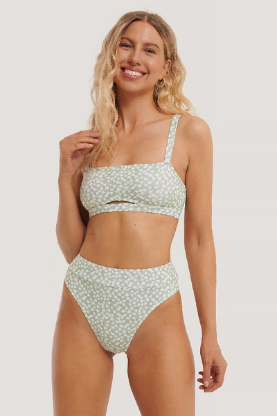 Shop Na-kd Maxi High Waist Bikini Panty Green In White Flower