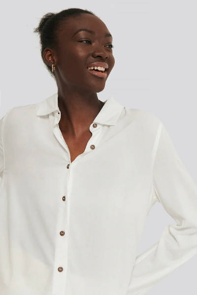Shop Na-kd Reborn Contrast Button Shirt - White In Ecru