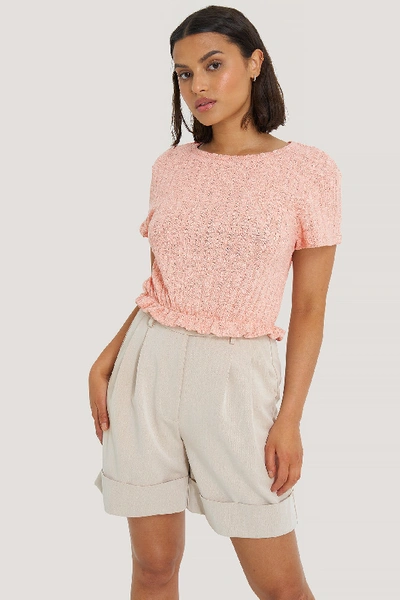 Shop Na-kd Flounce Detail Top - Pink In Dusty Light Pink