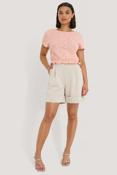 Shop Na-kd Flounce Detail Top - Pink In Dusty Light Pink