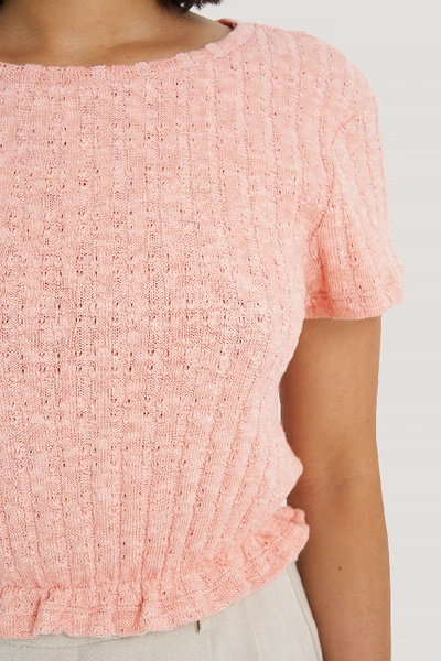 Shop Na-kd Flounce Detail Top - Pink In Dusty Light Pink