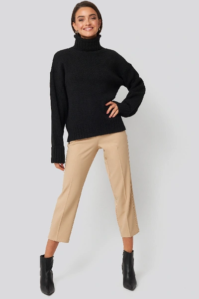 Shop Afj X Na-kd Folded Sleeve Oversize Sweater - Black