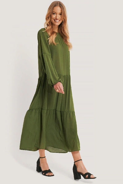 Shop Trendyol Wide Cut Midi Dress - Green In Khaki