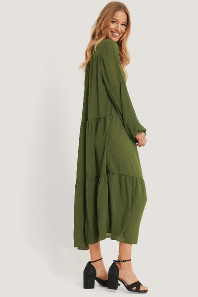 Shop Trendyol Wide Cut Midi Dress - Green In Khaki