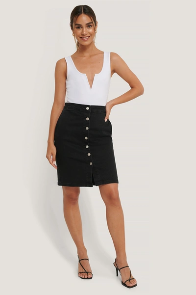 Shop Anika Teller X Na-kd Button Front Denim Midi Skirt - Black