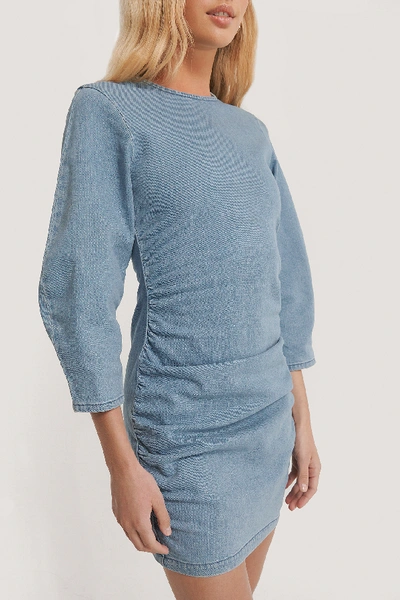 Shop Annais X Na-kd Mini Denim Dress - Blue In Light Blue