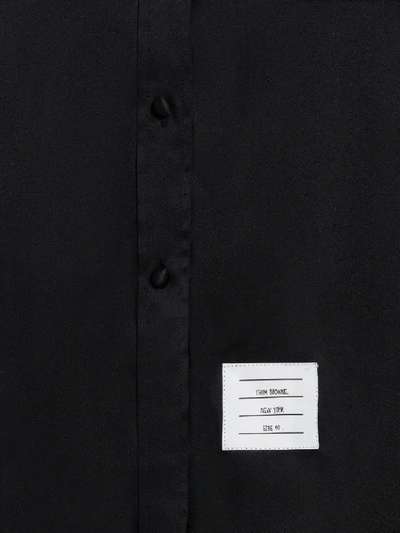 Shop Thom Browne Black Double Face Satin Silk Round Collar Classic Long Sleeve Shirtdress